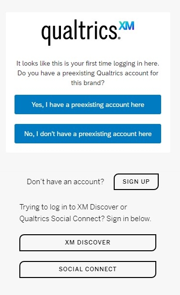 Qualtrics prompt for existing user account